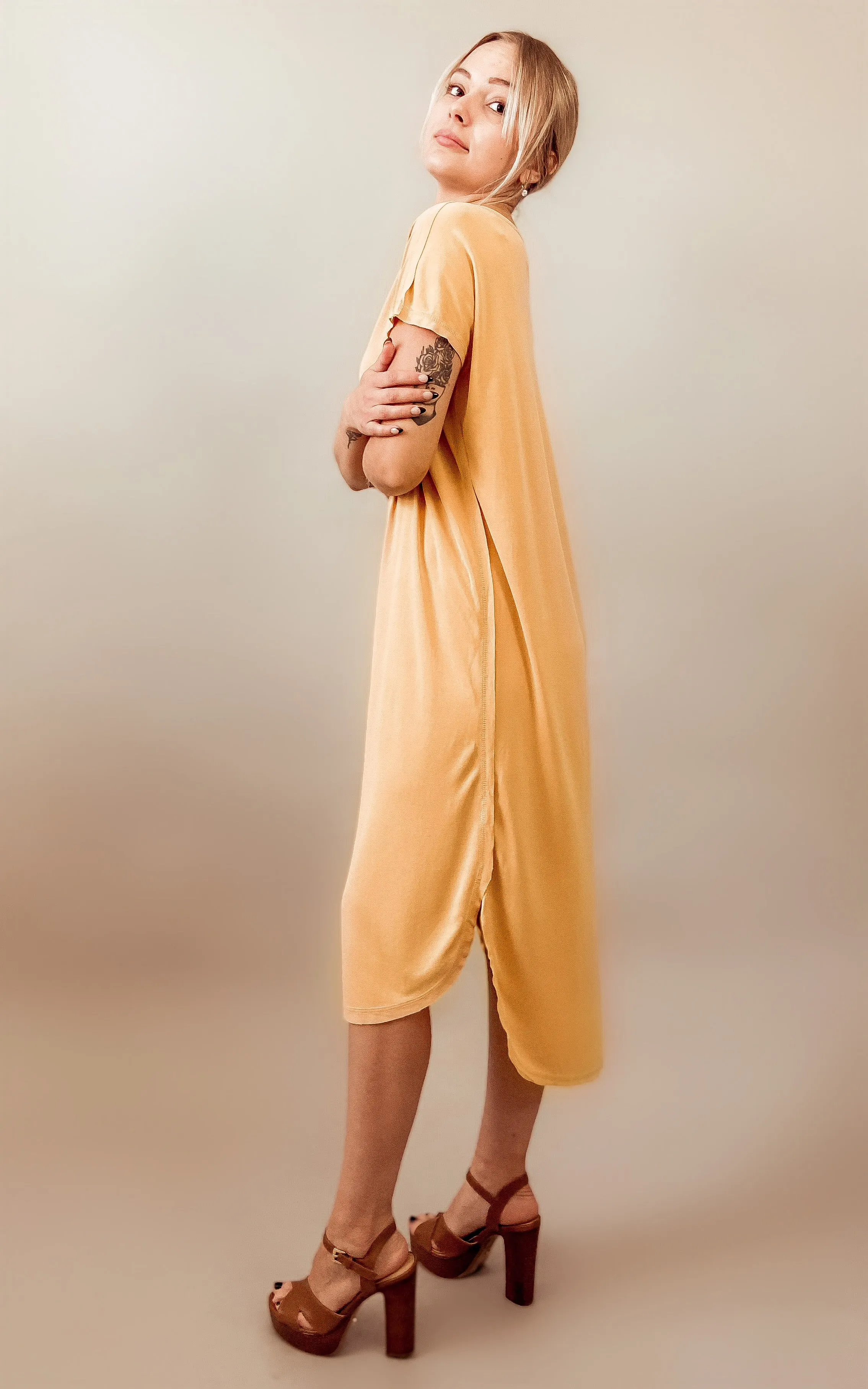 Savannah T-Shirt Dress (Mustard)