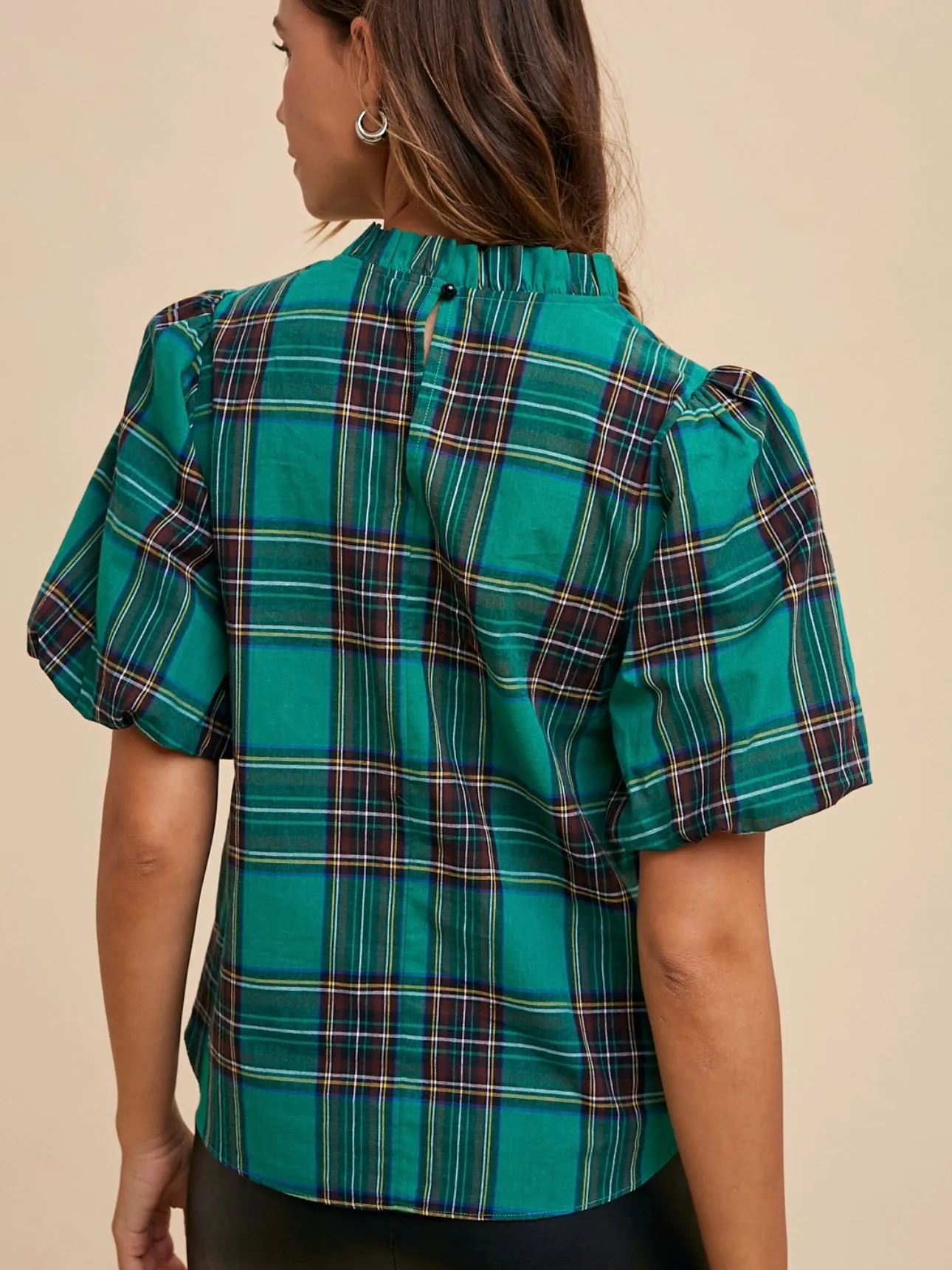 Season’s Greetings Plaid Top: Green Mix