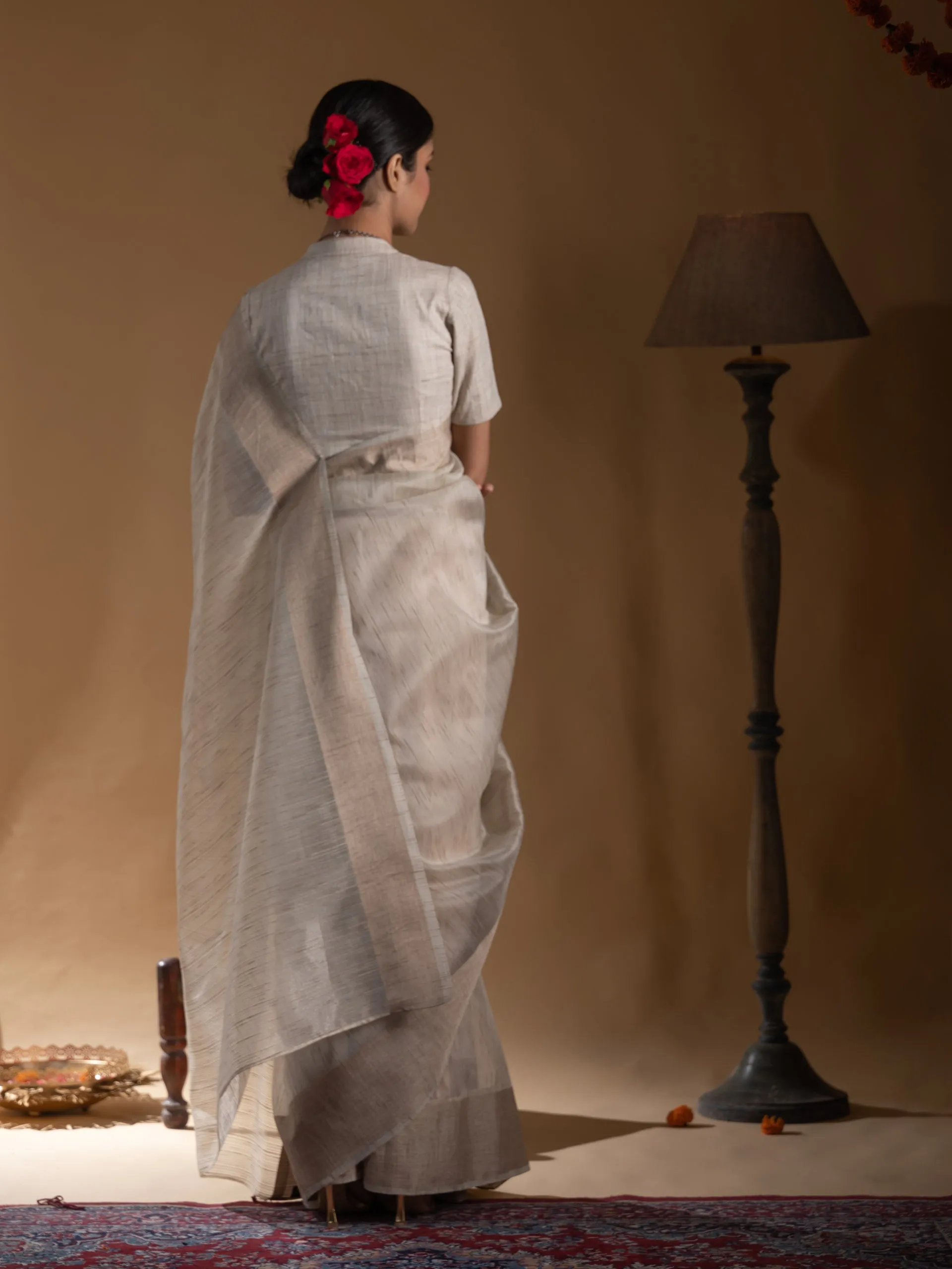 Second Nature Khadi Linen Blend Slub Saree