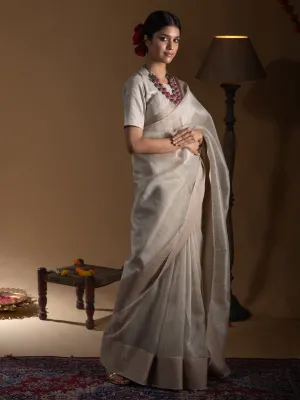 Second Nature Khadi Linen Blend Slub Saree