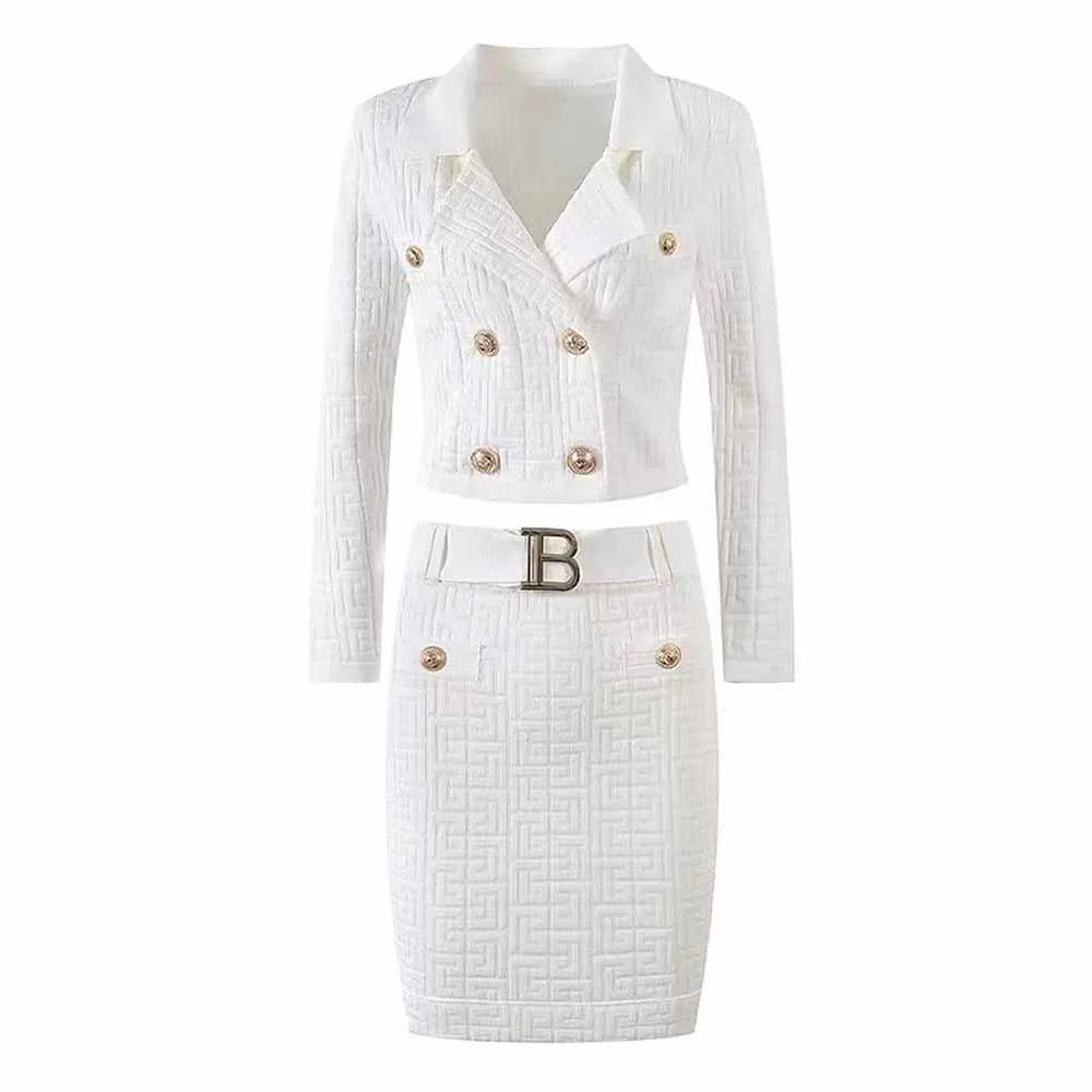 Sexy Cable Bodycon Knitted Skirt Suits Two Piece Skirt Set