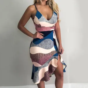 Sexy Deep V Neck Sleeveless Strap Dress