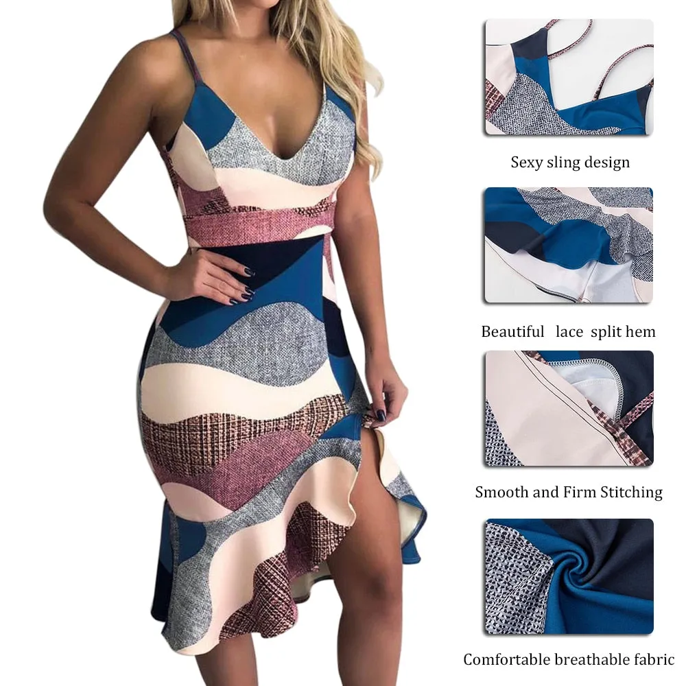 Sexy Deep V Neck Sleeveless Strap Dress