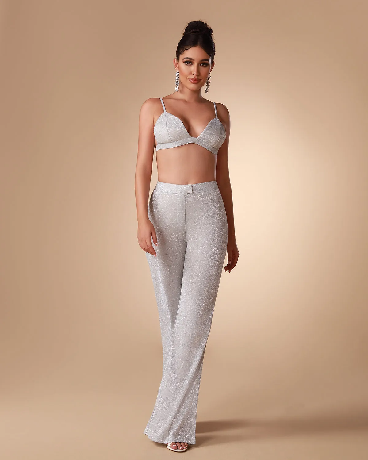 Sexy Glitter High Waist Three-Piece Set