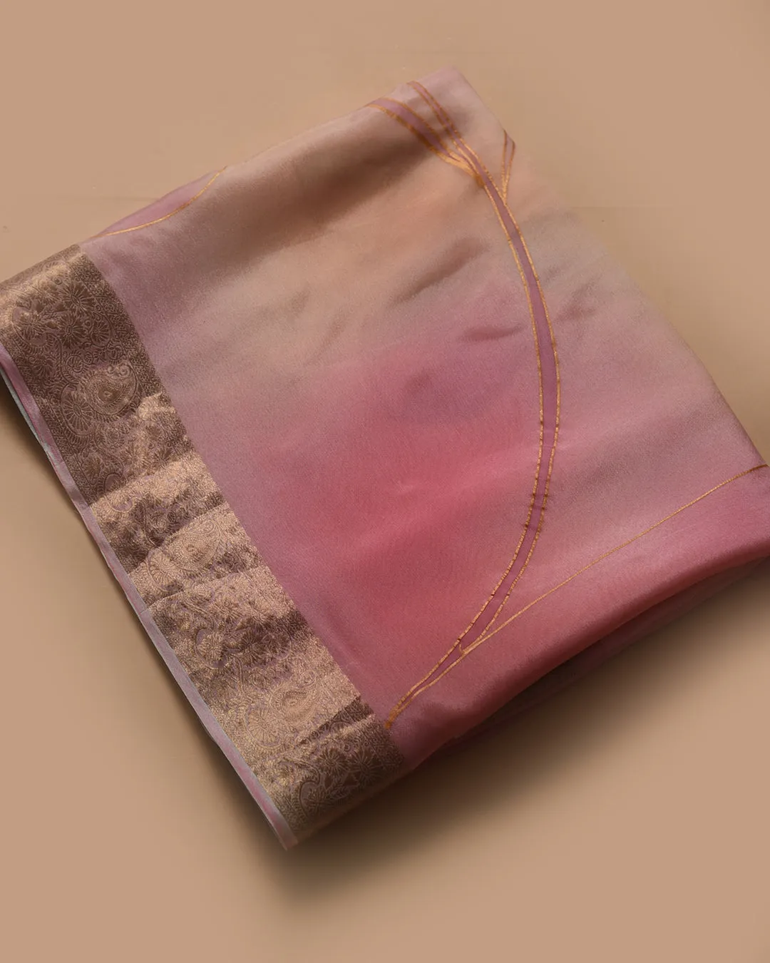 Shades of Pink Chinon Crepe Printed Saree With Georgette Blend Blouse