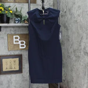 Sharagano Womens Knot Front Sheath Dress Dark Navy Blue 4