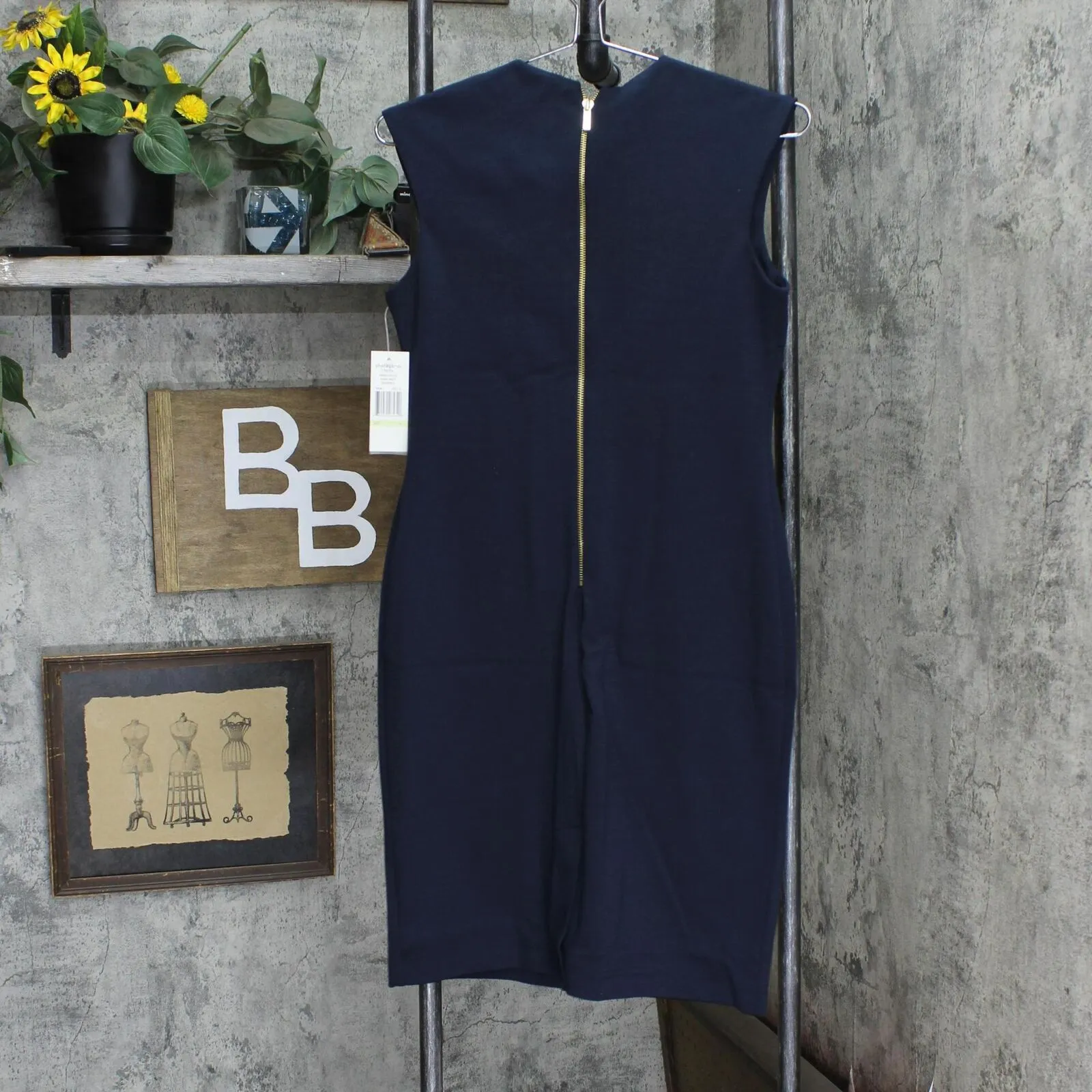 Sharagano Womens Knot Front Sheath Dress Dark Navy Blue 4