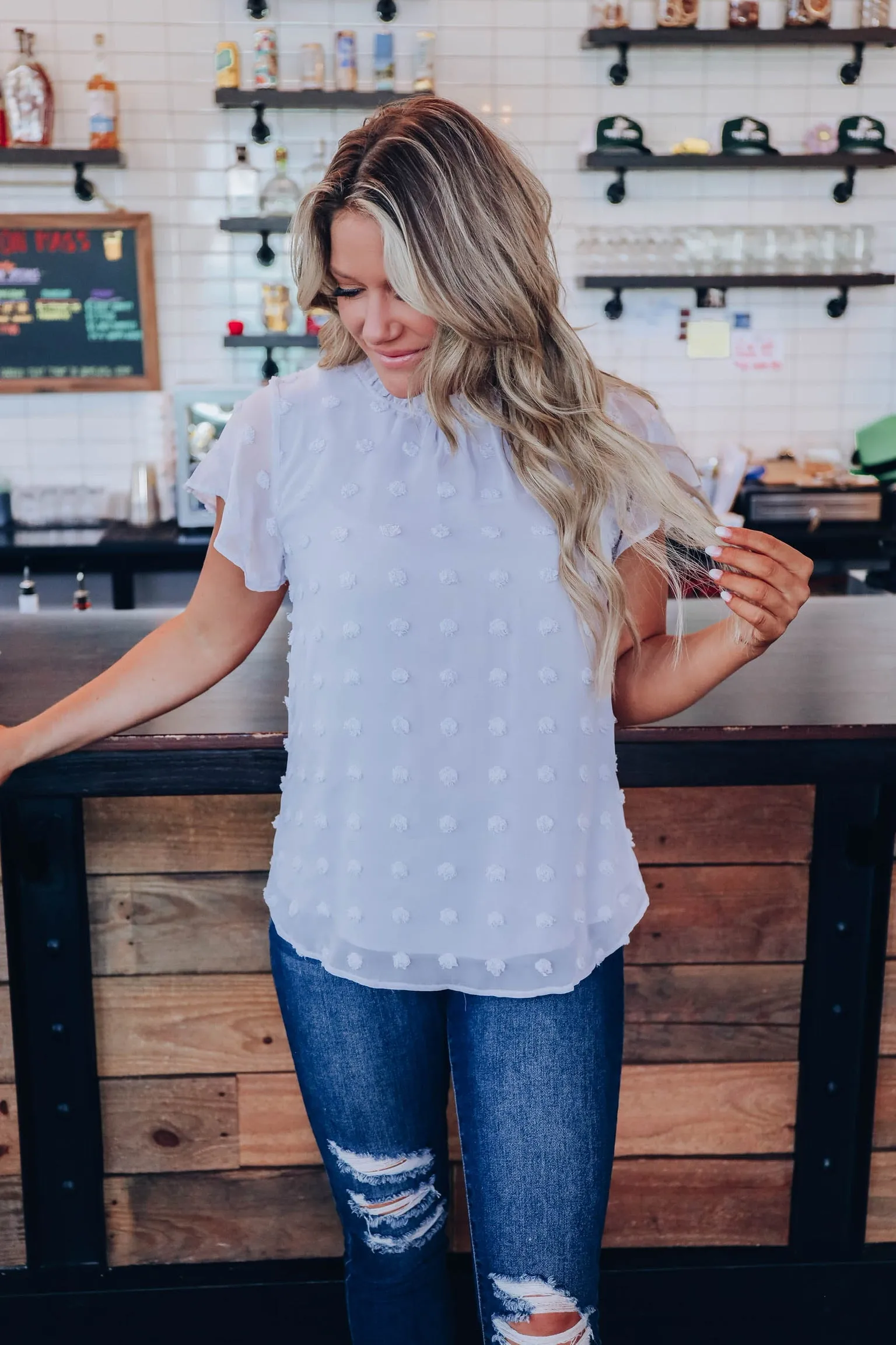 Shayla Swiss Dot Chiffon Blouse - Lavender