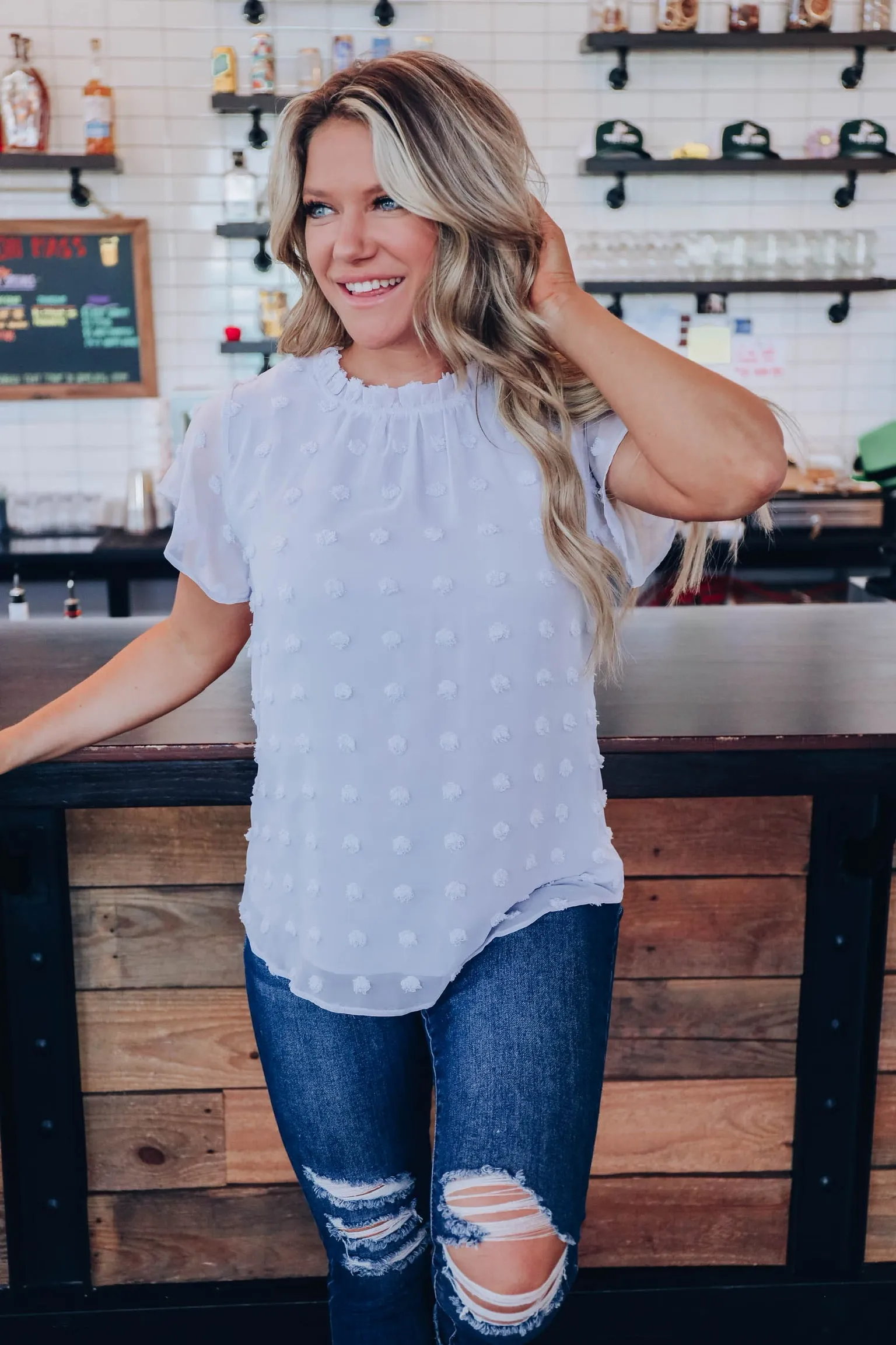 Shayla Swiss Dot Chiffon Blouse - Lavender