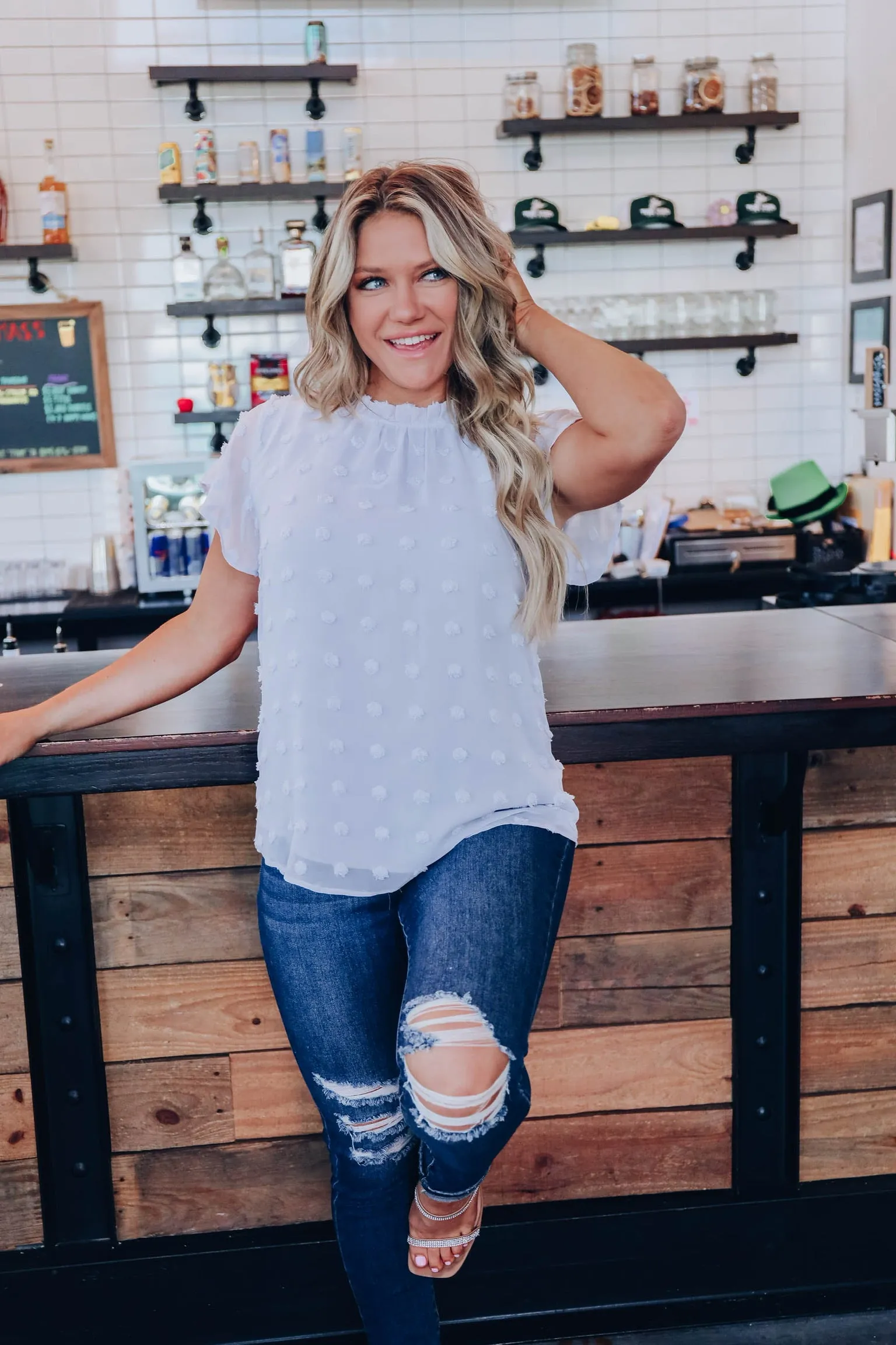 Shayla Swiss Dot Chiffon Blouse - Lavender