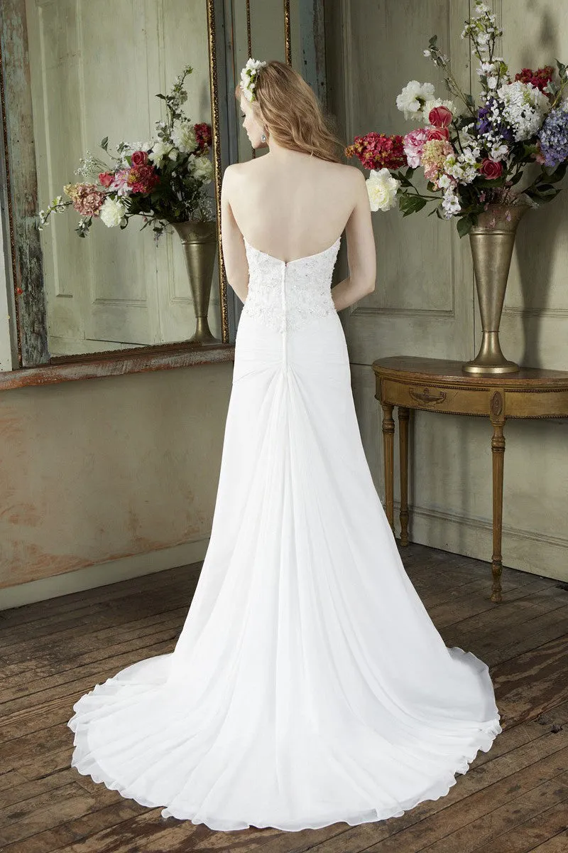 Sheath Beaded Floor-Length Sleeveless Sweetheart Wedding Dress With Split Front And Appliques-MK_701987