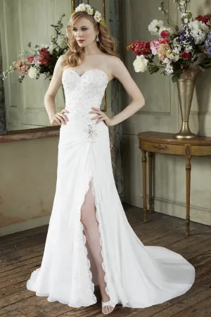 Sheath Beaded Floor-Length Sleeveless Sweetheart Wedding Dress With Split Front And Appliques-MK_701987