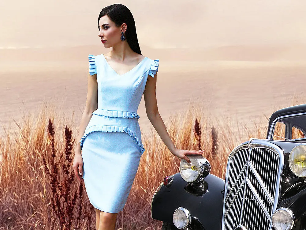 Sheath Dress with pleats- Everett