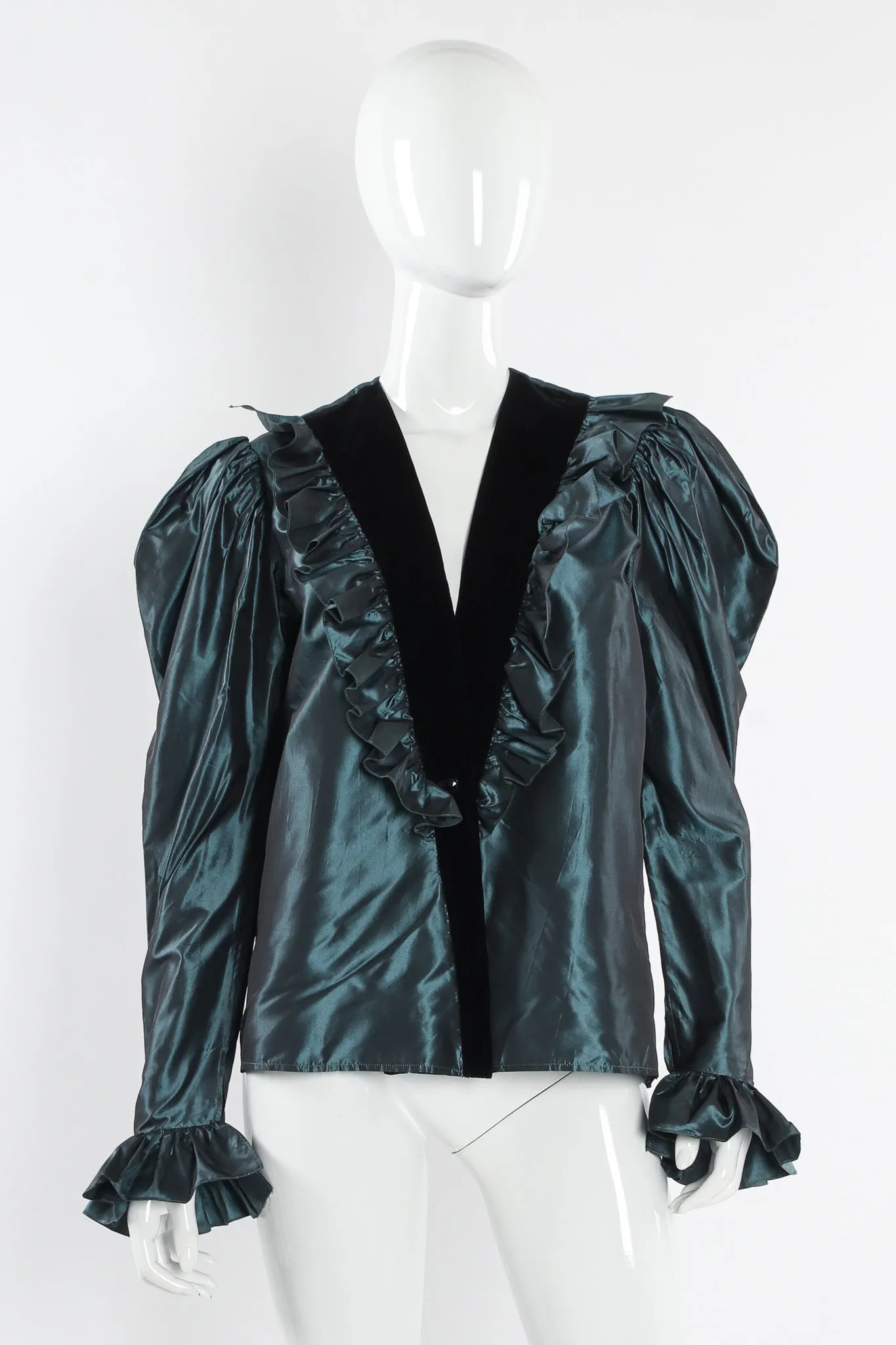 Silk Taffeta Ruffle Blouse