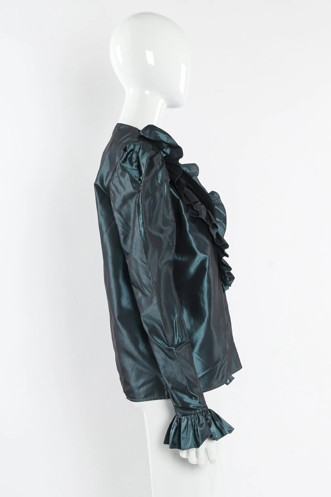Silk Taffeta Ruffle Blouse