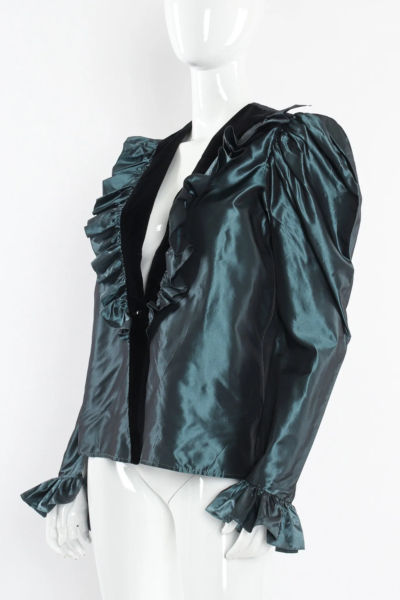 Silk Taffeta Ruffle Blouse