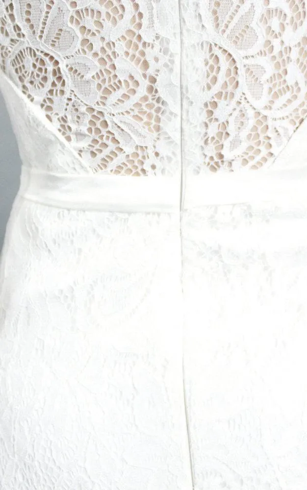 Simple Style Sheath Lace Wedding Dress With Half Sleeves-ET_711166