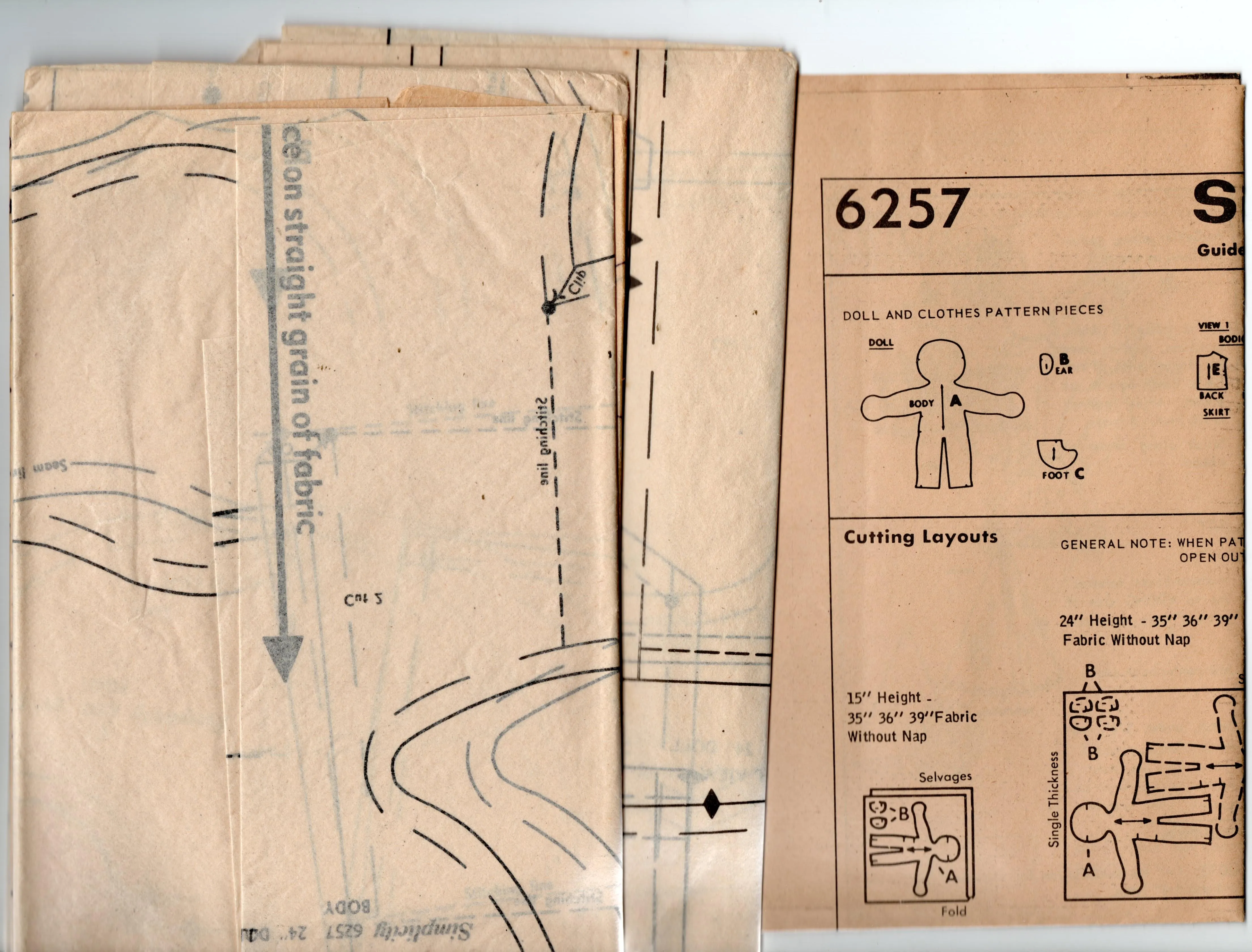 Simplicity 6257 Retro Clown & Peasant Dolls Stuffed Soft Toys 1960s Vintage Sewing Pattern UNCUT Factory Folded