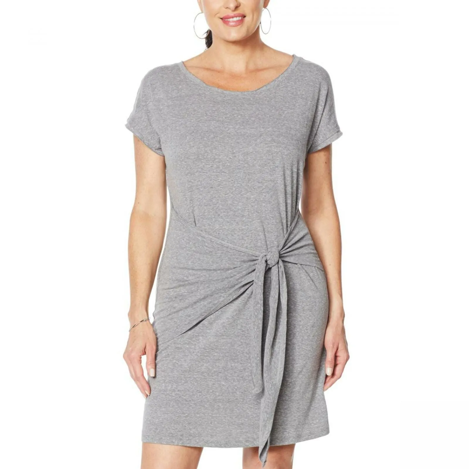 Skinnygirl Women's Plus Size Deborah Draped Side Tie T-Shirt Dress