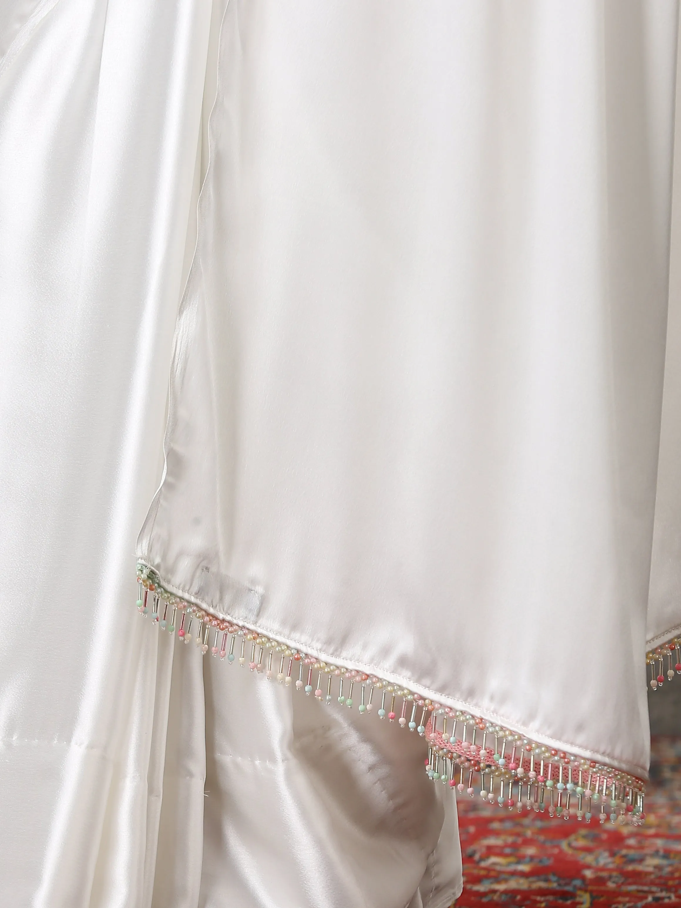 Slice of Heaven White Satin Saree