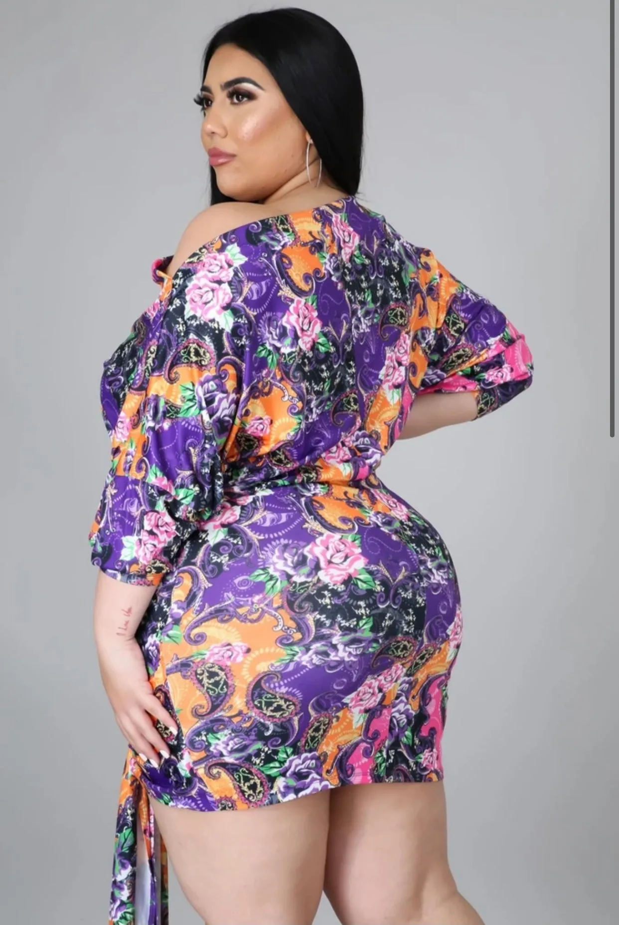 Small LEFT! Sweet Garden Vibes Multi Print Off Shoulder Dress