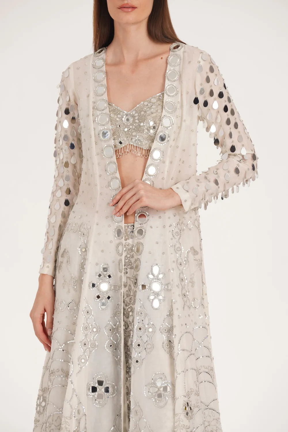 Snowbound Ivory Jacket Sharara Set