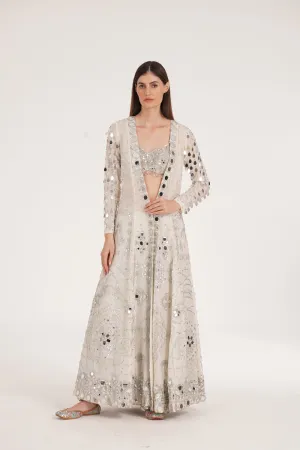 Snowbound Ivory Jacket Sharara Set