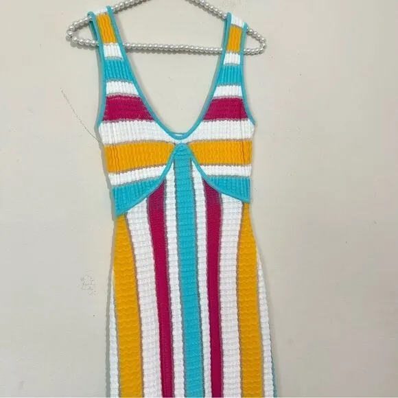 Solid &amp; Striped The Aubrey Striped Crochet Midi Dress SIZE SMALL