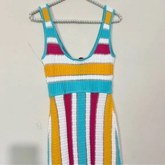 Solid &amp; Striped The Aubrey Striped Crochet Midi Dress SIZE SMALL