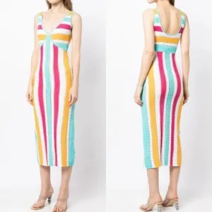 Solid &amp; Striped The Aubrey Striped Crochet Midi Dress SIZE SMALL