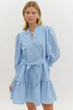 SOLID V-NECK MINI DRESS