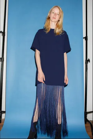 SS Fringe T-Shirt Dress - Midnight