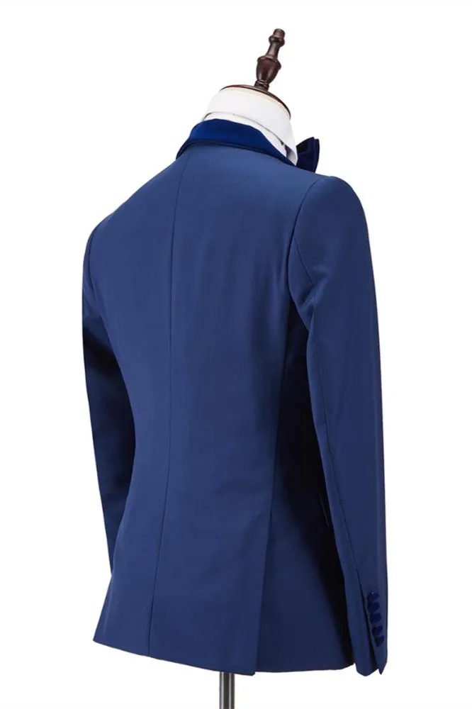 Stitching Velvet Shawl Lapel Royal Blue One Button Men Formal Prom Suit Wedding Tuxedos Online