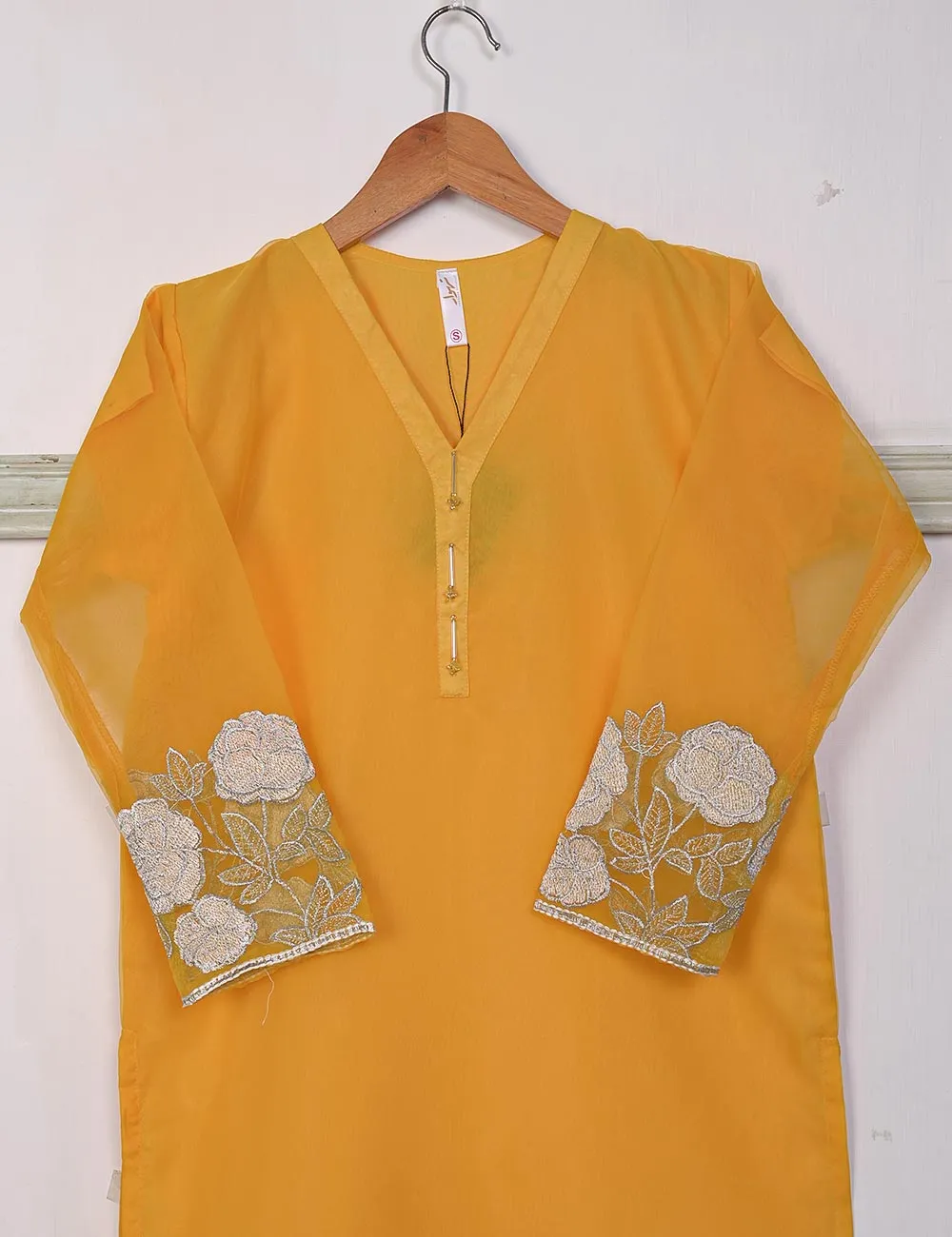 STP-028A-Mustard - 2Pc Organza Stitched