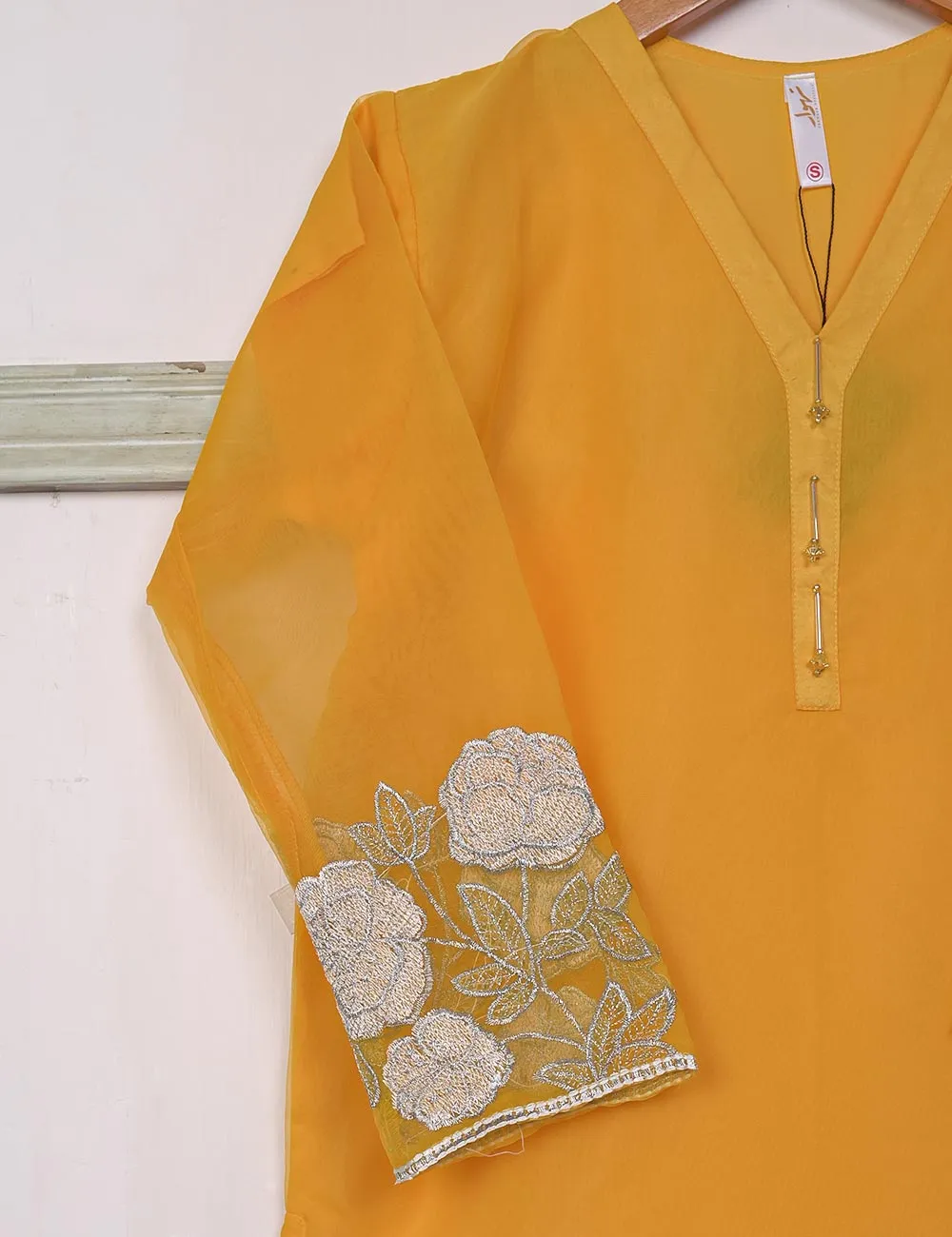 STP-028A-Mustard - 2Pc Organza Stitched