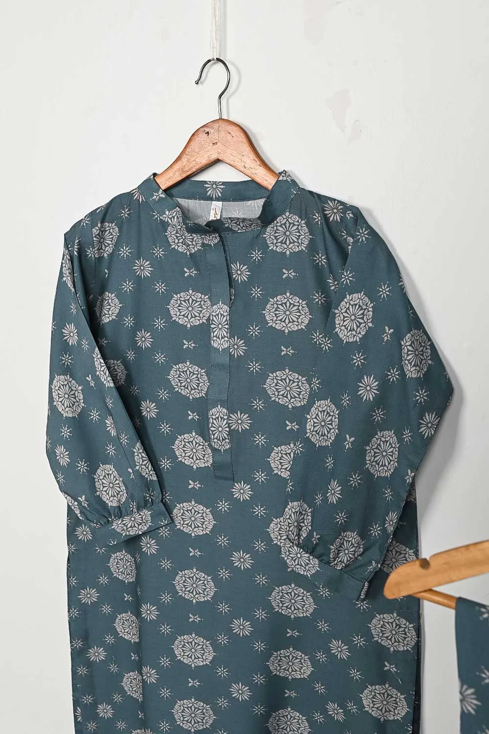 STP-146A-GreyishBlue - 2PC DIGITAL COTTON PRINTED STITCHED