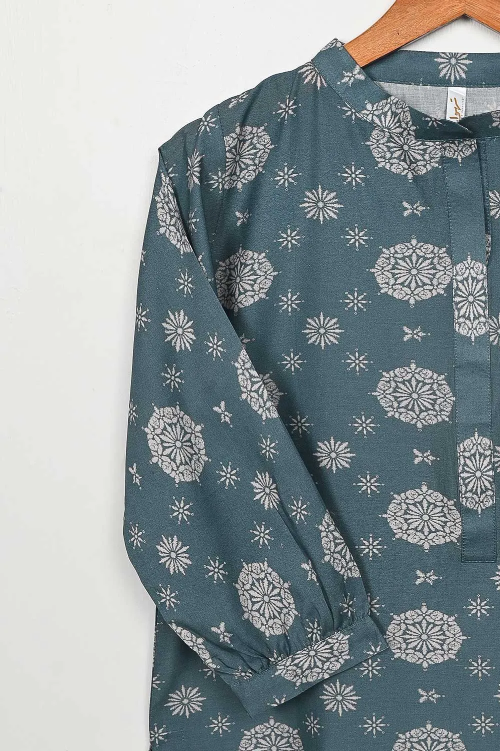STP-146A-GreyishBlue - 2PC DIGITAL COTTON PRINTED STITCHED