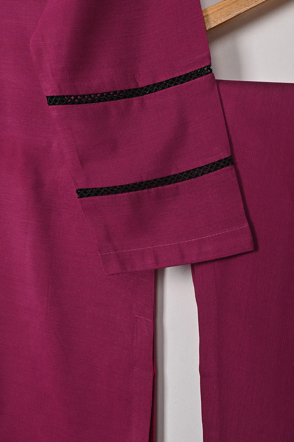 STP-209B-Fuchsia - 2Pc Ready to Wear Cotton Silk Solid Dress