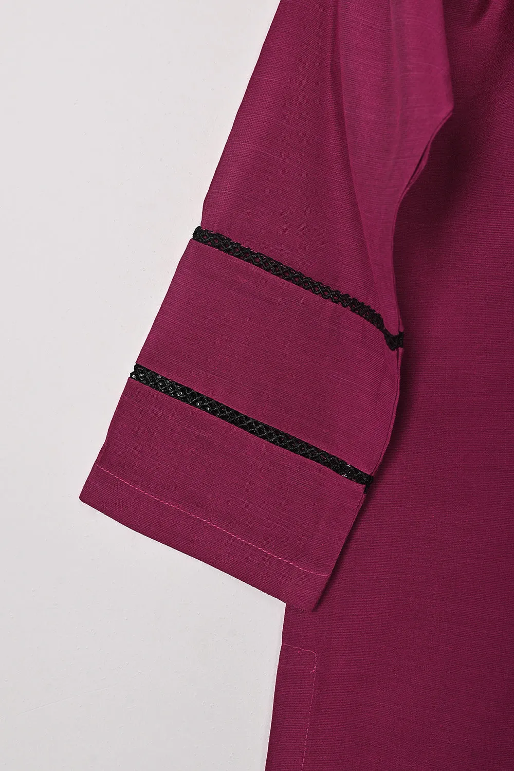 STP-209B-Fuchsia - 2Pc Ready to Wear Cotton Silk Solid Dress