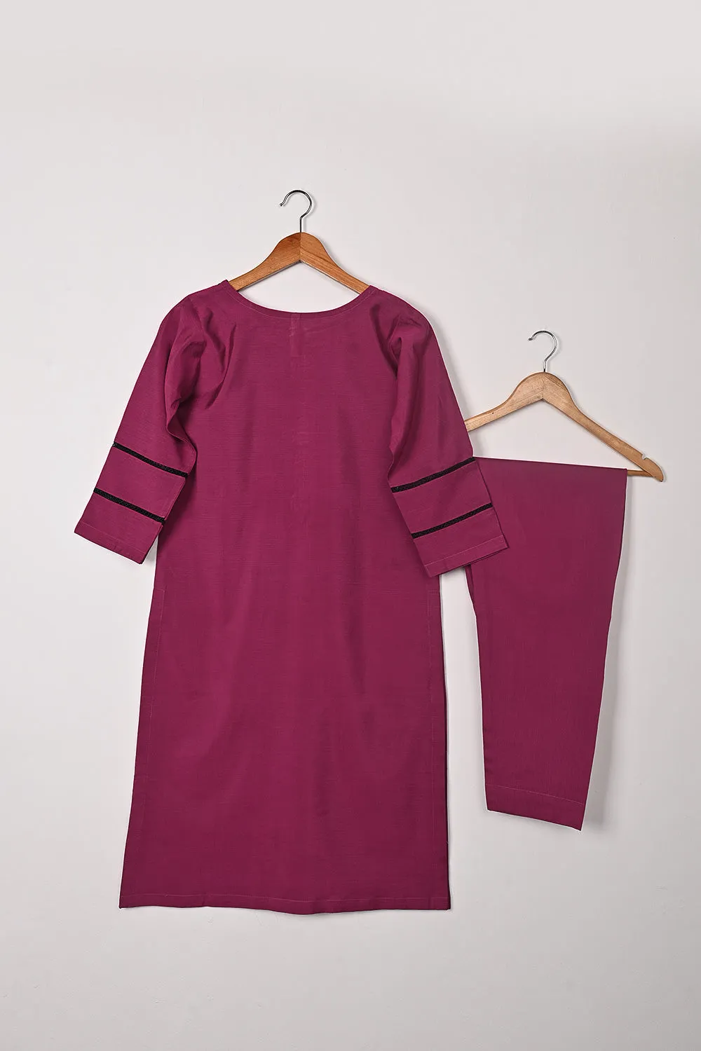 STP-209B-Fuchsia - 2Pc Ready to Wear Cotton Silk Solid Dress