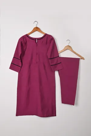 STP-209B-Fuchsia - 2Pc Ready to Wear Cotton Silk Solid Dress