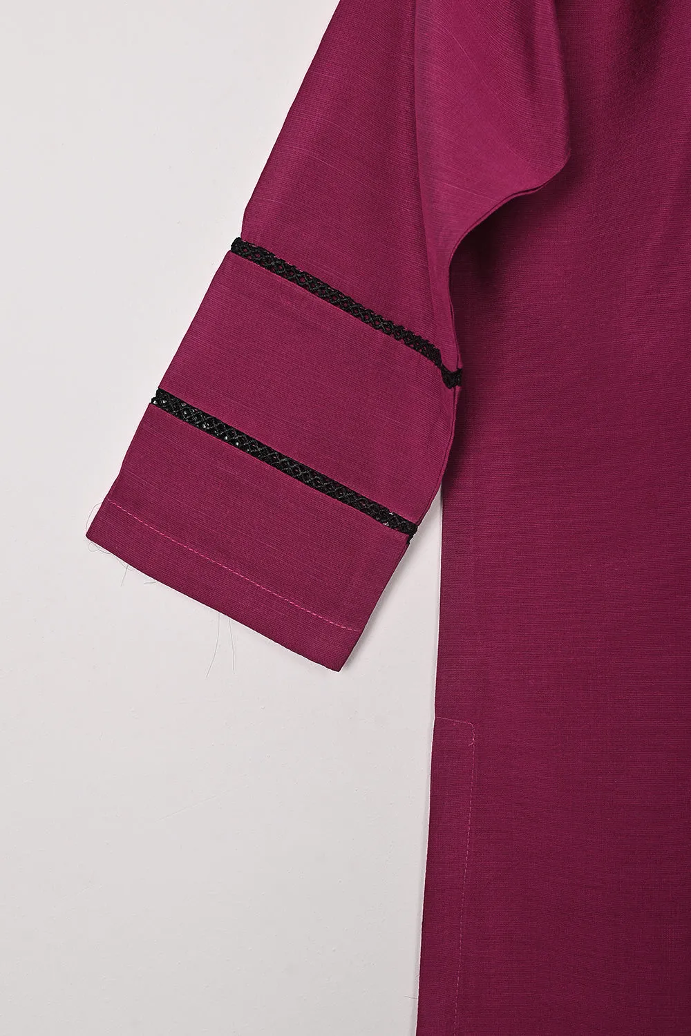 STP-209B-Fuchsia - 2Pc Ready to Wear Cotton Silk Solid Dress