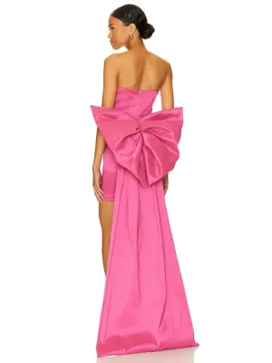 Strapless Backless Bow Tie Black White Red Green Satin Mini Dress