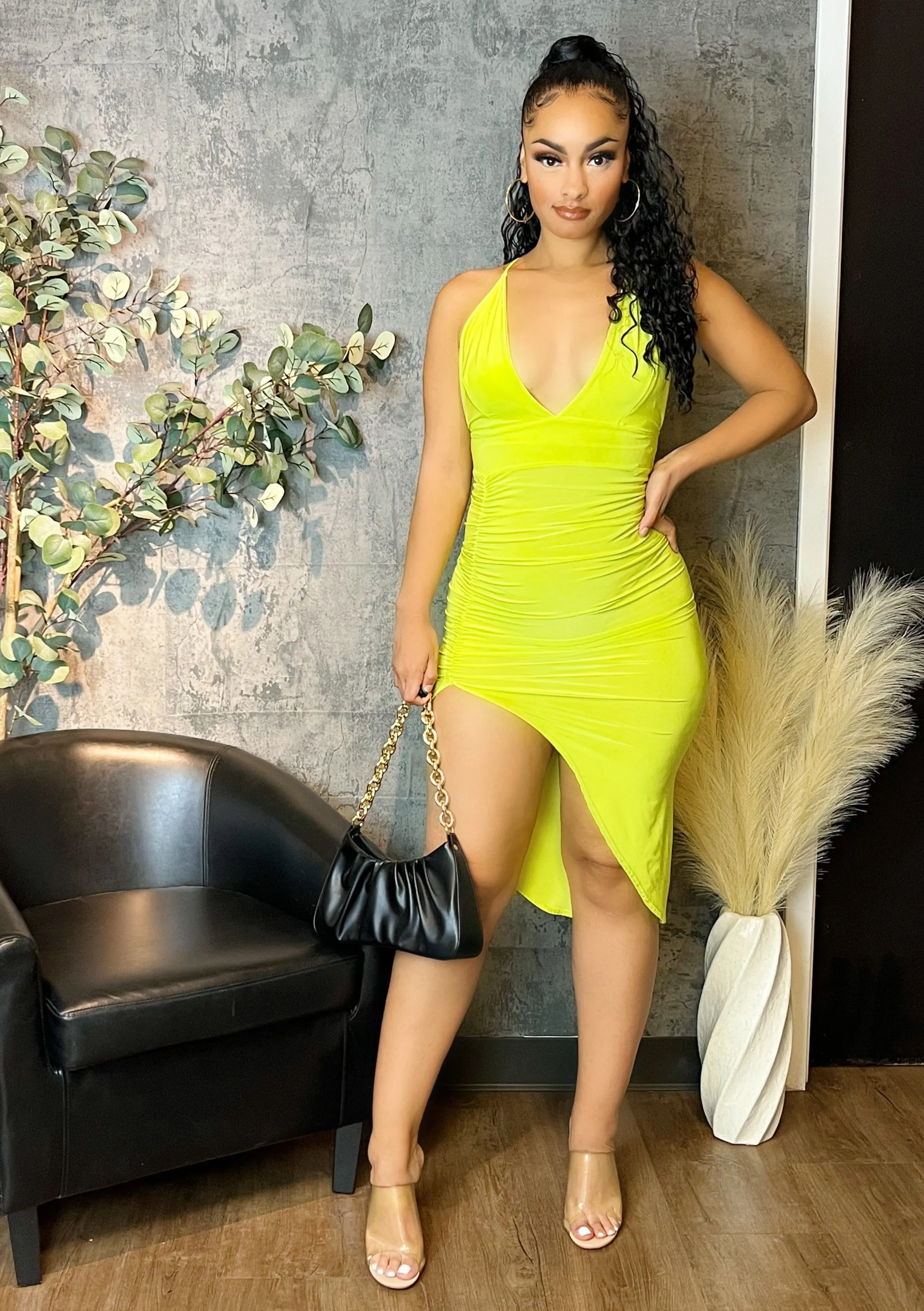 Style & Grace Midi Dress (Lime)
