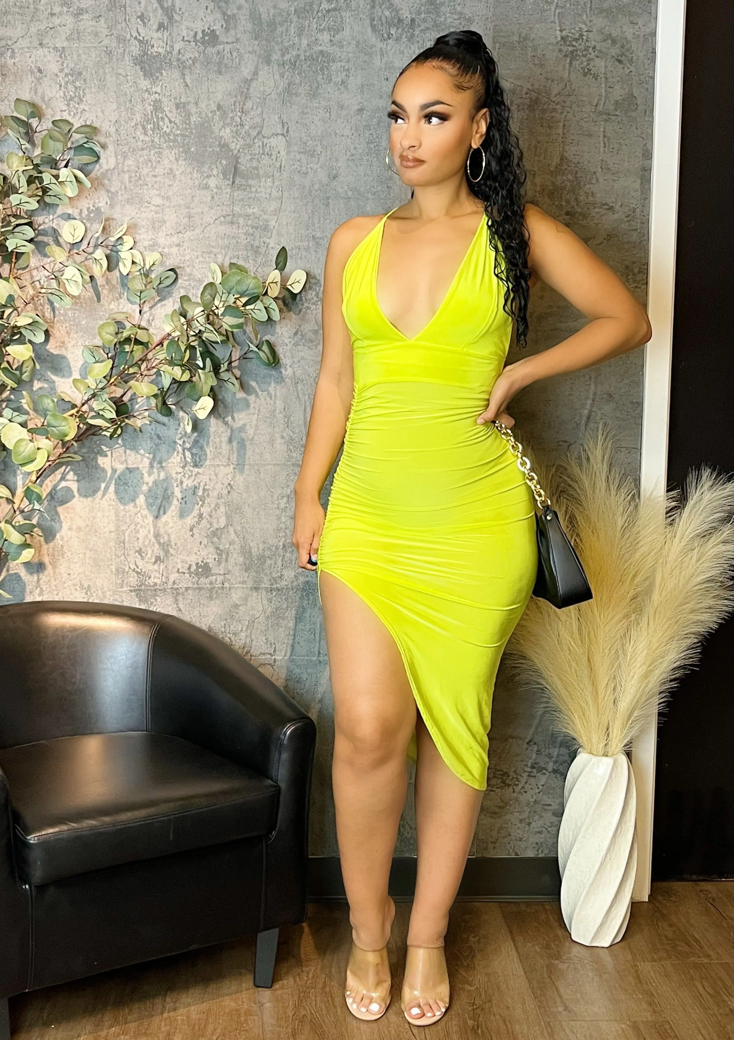 Style & Grace Midi Dress (Lime)
