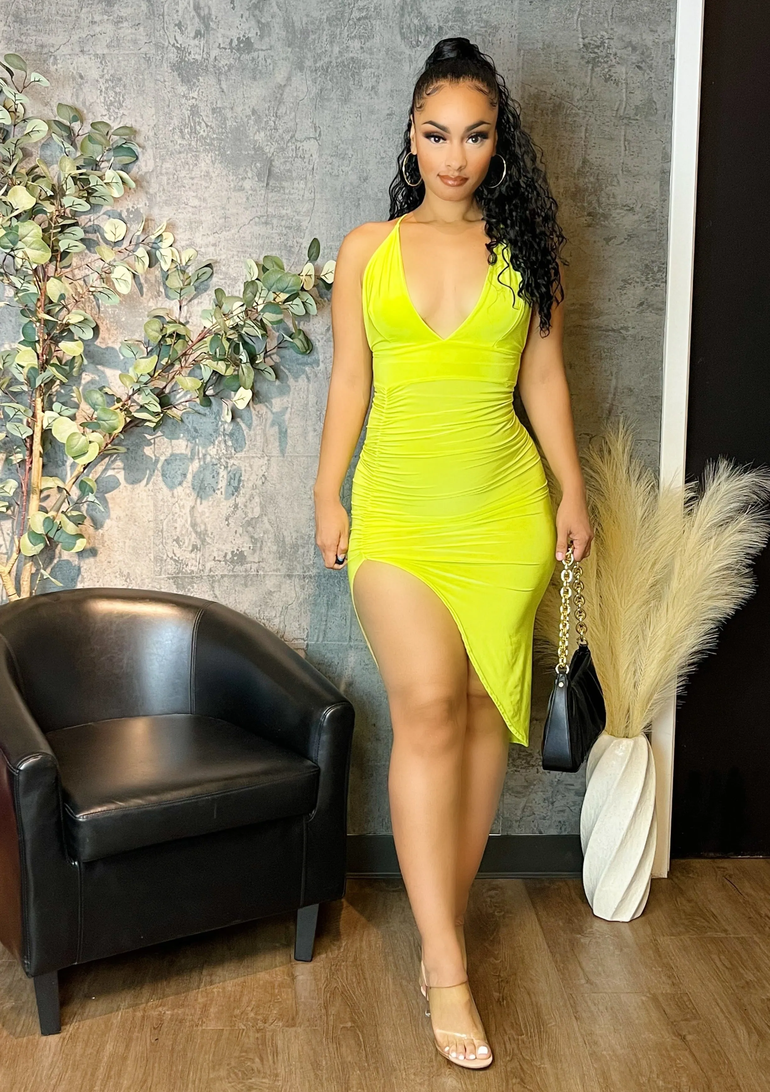 Style & Grace Midi Dress (Lime)