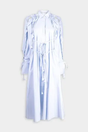 Sutured Dress in Sky Striped Oxford Blue