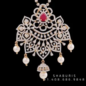 Swarovski pendant,swarovski chain,sabyasachi jewelry inspired Traditional indian Jewelery,Polki haram,Pure silver jewelry-NIHIRA