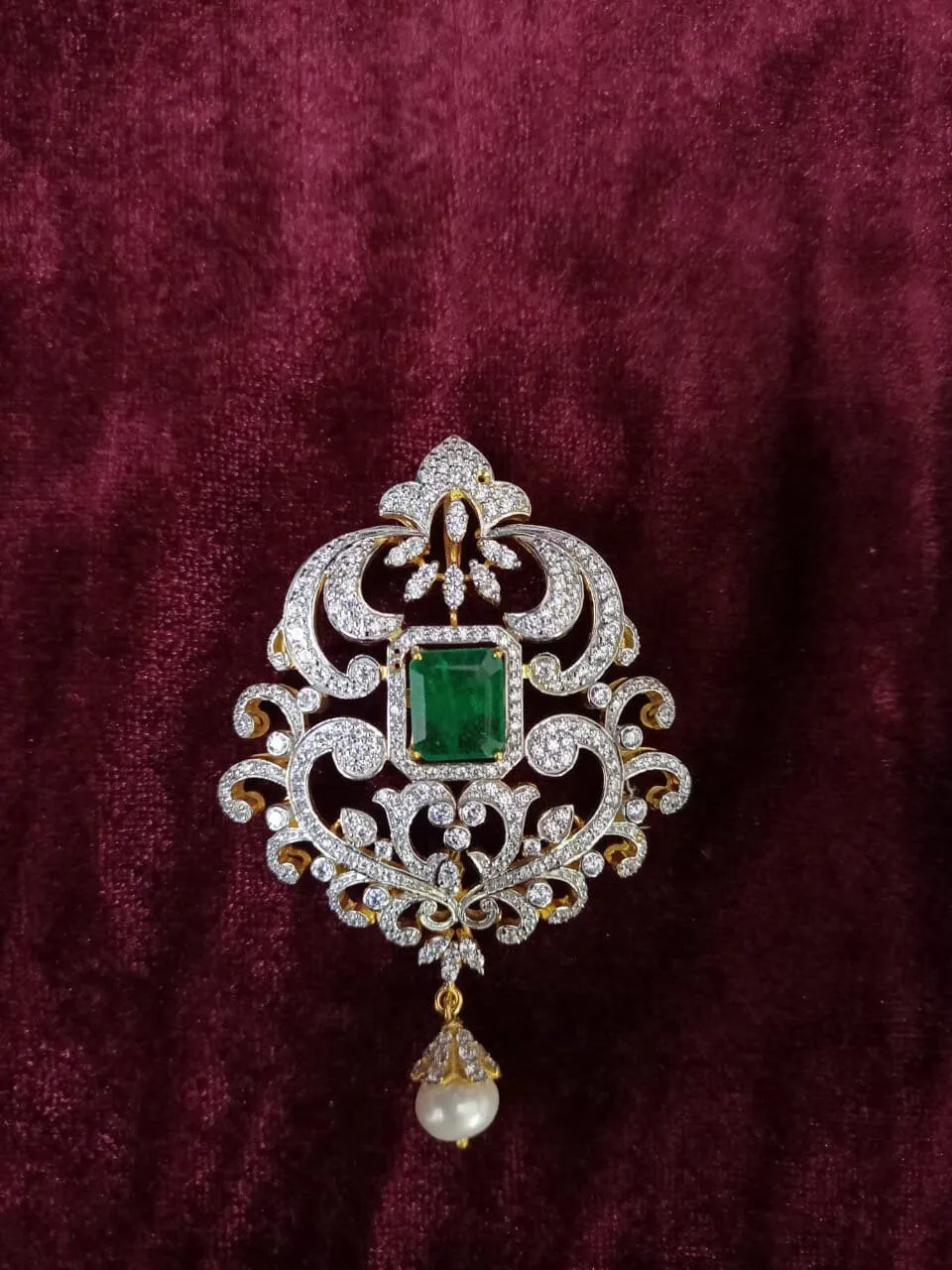 Swarovski pendant,swarovski chain,sabyasachi jewelry inspired Traditional indian Jewelery,Polki haram,Pure silver jewelry-NIHIRA