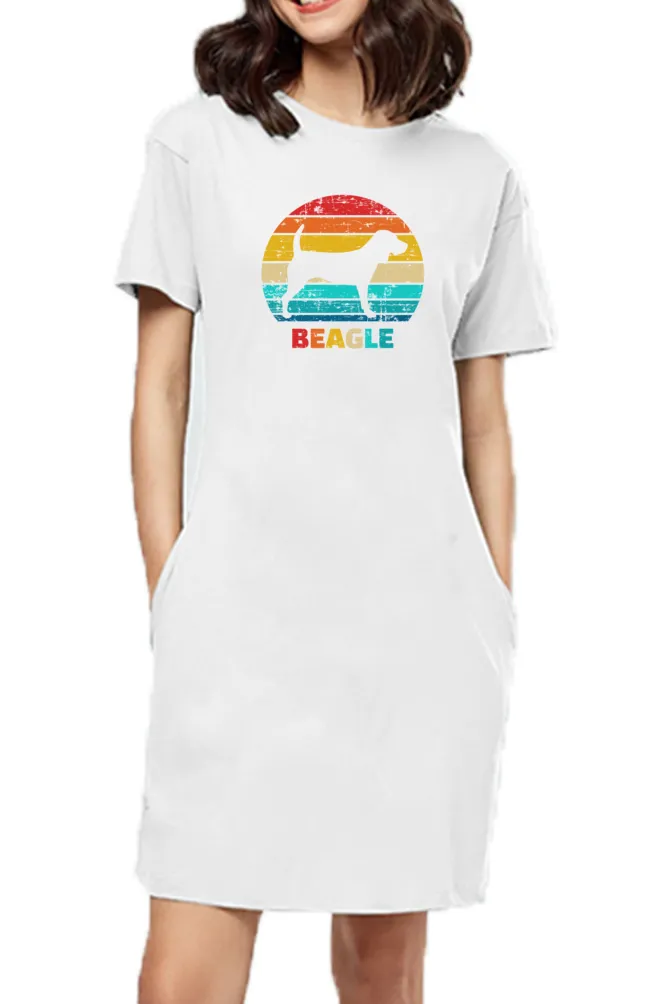 T-shirt Dress With Pockets - Beagle Sunset (3 Colours) (Slim Fit)